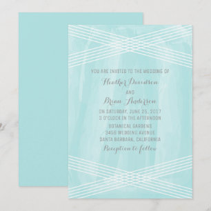 Turquoise Watercolor Deco Wedding Invite