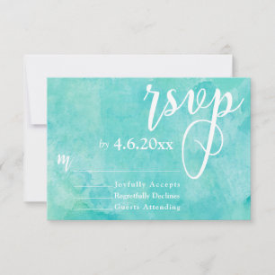 Turquoise Watercolor Elegant Typography RSVP Card