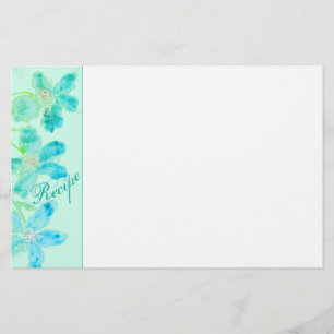 Turquoise Watercolor Floral Stationery
