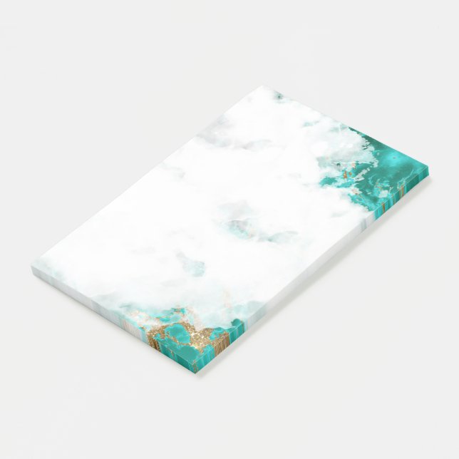 Turquoise Watercolor Geode Notes (Angled)