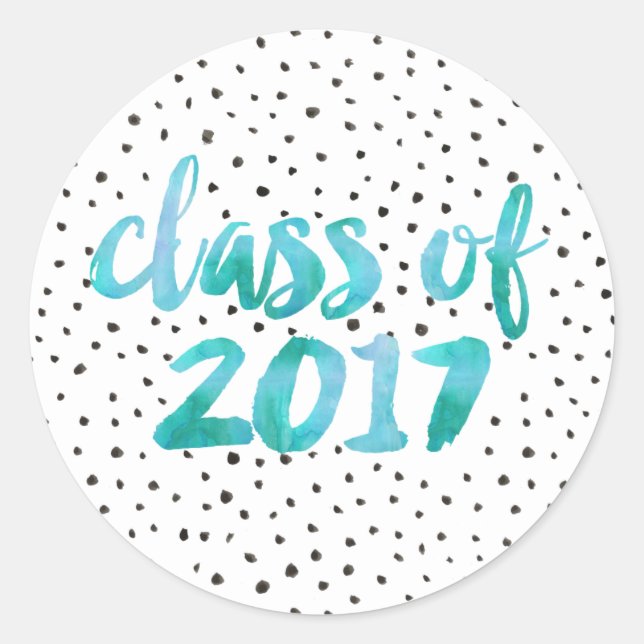 Turquoise Watercolor | Graduation Classic Round Sticker (Front)