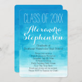 Turquoise Watercolor Graduation Party Invitation (Front/Back)