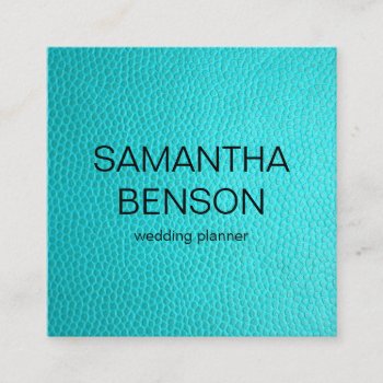 Turquoise Watercolor Leather Wedding Planner Square Business Card by sunbuds at Zazzle