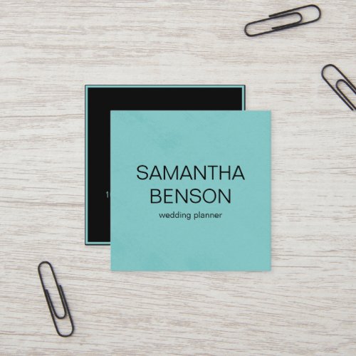 Turquoise Watercolor Leather Wedding Planner Square Business Card