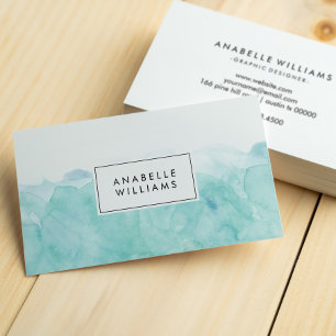 Turquoise Watercolor Modern Business Card