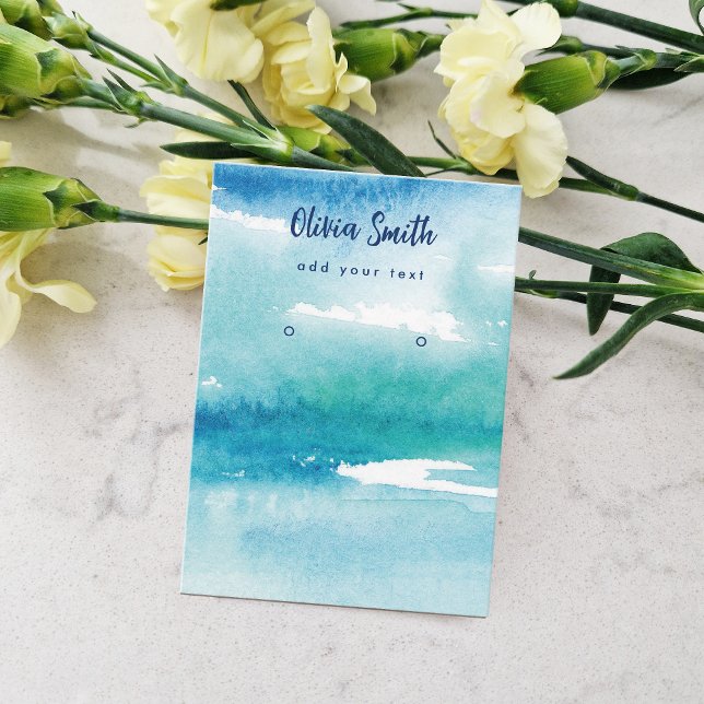 Turquoise Watercolor Ocean Earring Display Card  (Creator Uploaded)