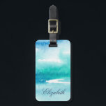 Turquoise Watercolor Ocean Personalized Name   Luggage Tag<br><div class="desc">Turquoise watercolor abstract ocean custom name luggage tag</div>