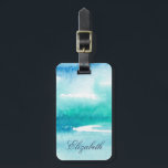 Turquoise Watercolor Ocean Personalized Name   Luggage Tag<br><div class="desc">Turquoise watercolor abstract ocean custom name luggage tag</div>