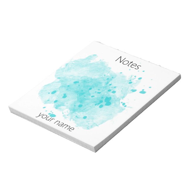 Turquoise Watercolor Paint Blotter with Your Name Notepad (Rotated)