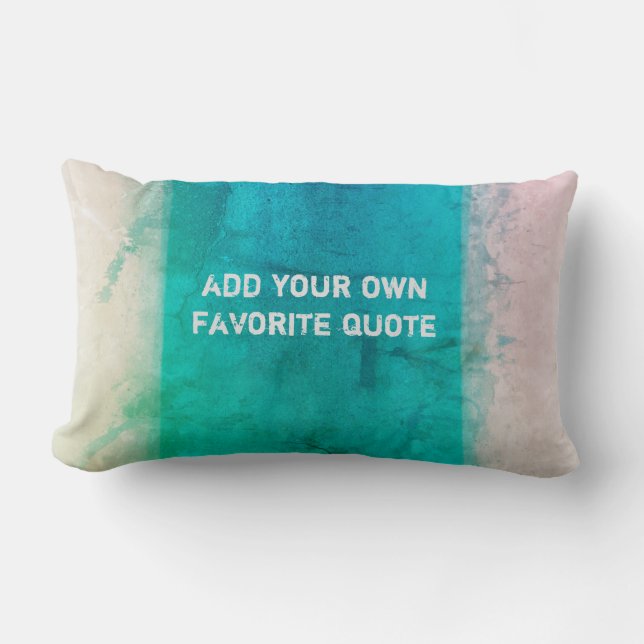 turquoise watercolor paint design add your quote   lumbar pillow (Front)