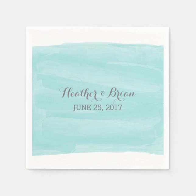 Turquoise Watercolor Paper Napkins (Front)