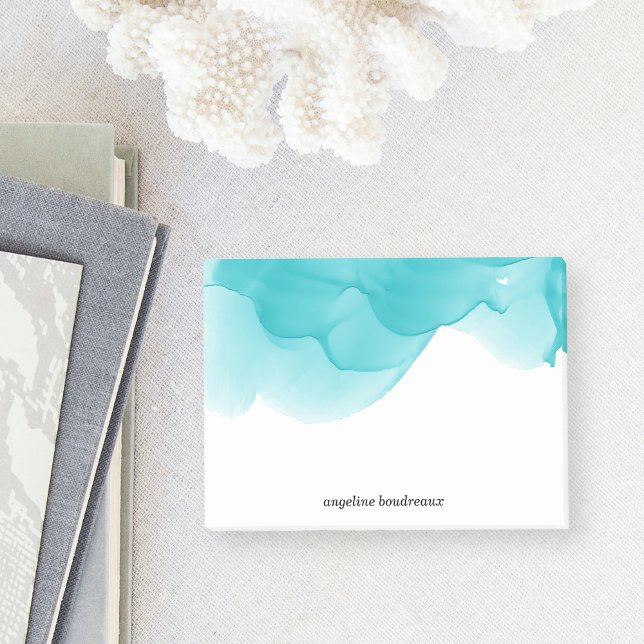 Turquoise Watercolor Personalized Post-it Notes (Creator Uploaded)