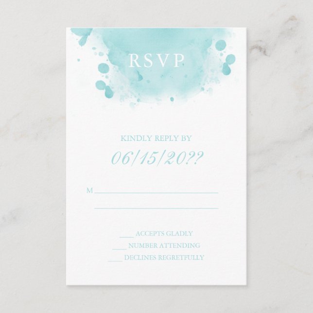 Turquoise Watercolor RSVP Enclosure Card (Front)
