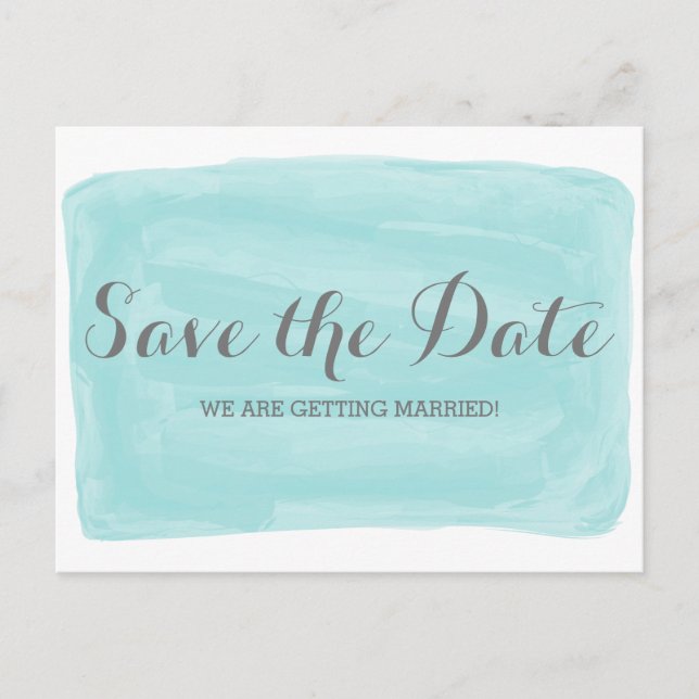 Turquoise Watercolor Save the Date Postcard (Front)