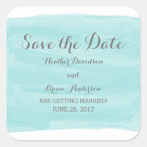 Turquoise Watercolor Save the Date Stickers