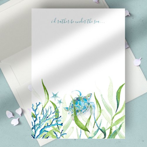 Turquoise Watercolor Sea Turtle Note Card