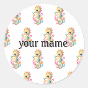 Turquoise Watercolor Seahorse Sticker – Stylish Wa