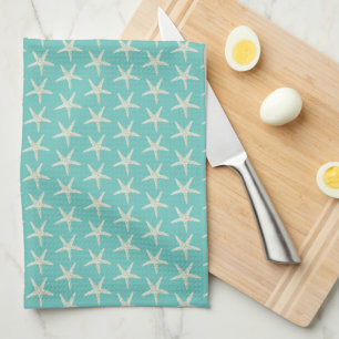 Turquoise Watercolor Starfish Kitchen Towel