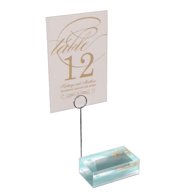 Turquoise Watercolor Table Card Holder (Corner)
