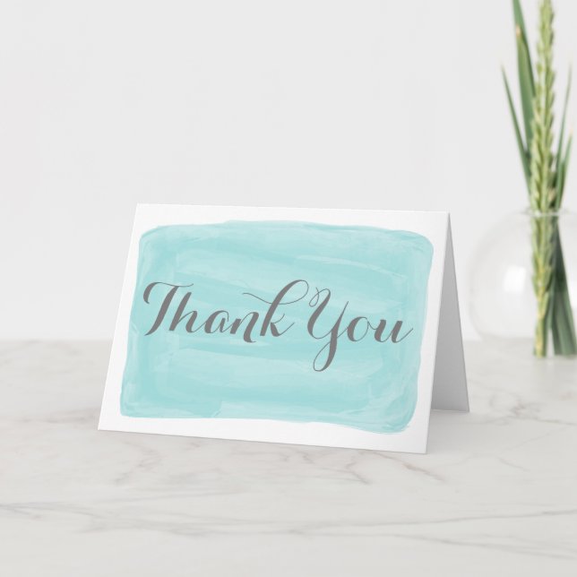 Turquoise Watercolor Thank You Card (Front)