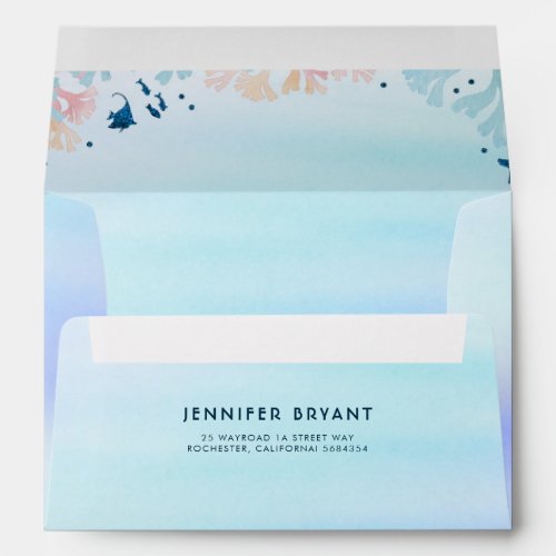 Turquoise Watercolor Under the Sea Beach Shower Envelope