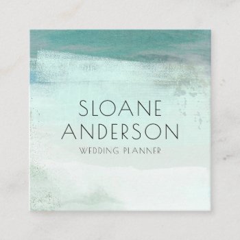 Turquoise Watercolor Wash Business Card by ModernMatrimony at Zazzle