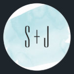 Turquoise Watercolor Wash Wedding Sticker<br><div class="desc">A modern wedding sticker features turquoise watercolor wash background.</div>