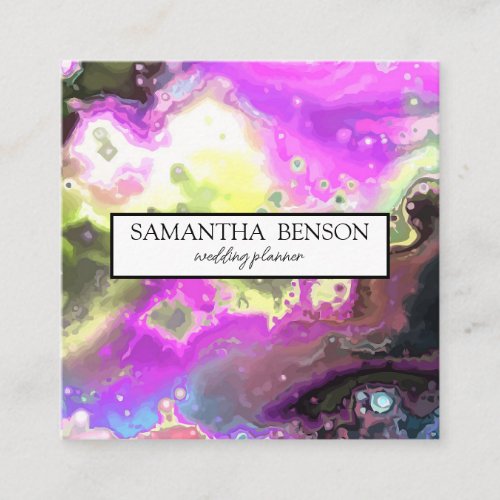 Turquoise Watercolor Wedding Planner Square Busine Square Business Card