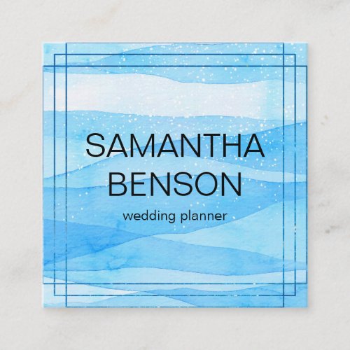 Turquoise Watercolor Wedding Planner Square Business Card