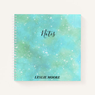 Turquoise Watercolor With White Spatters NOTES Notebook