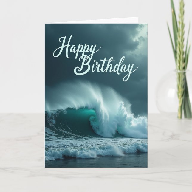 Turquoise Wave Birthday Card (Front)