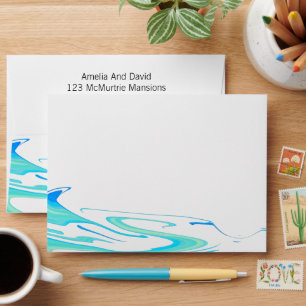 Turquoise Wave Personalized Wedding Envelope