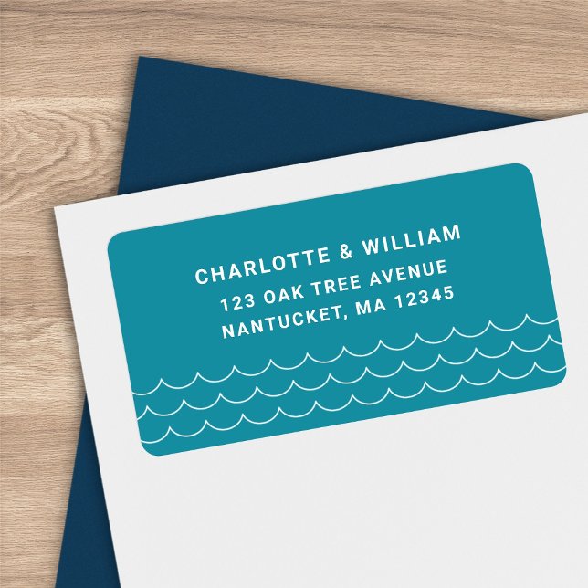 Turquoise Waves Return Address Label (Creator Uploaded)