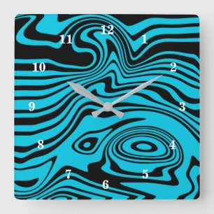 Turquoise Waves Wall Clock - Choose Color