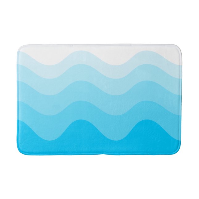 Turquoise Wavey Stripe Modern Bath Mat (Front)