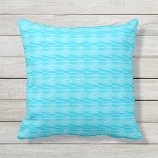 Turquoise Wavy Outdoor Pillow