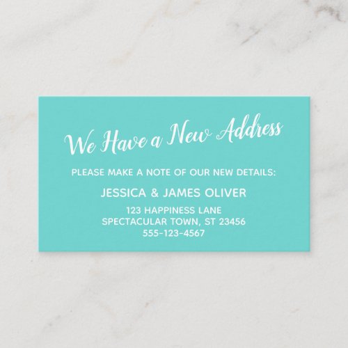 Turquoise We Have a New Address Handout Cards