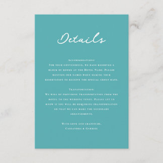 Turquoise Wedding Enclosure Card