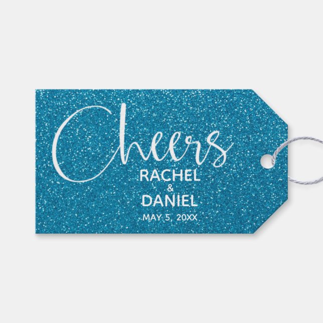 Turquoise Wedding Favor Gift Tags (Front (Horizontal))