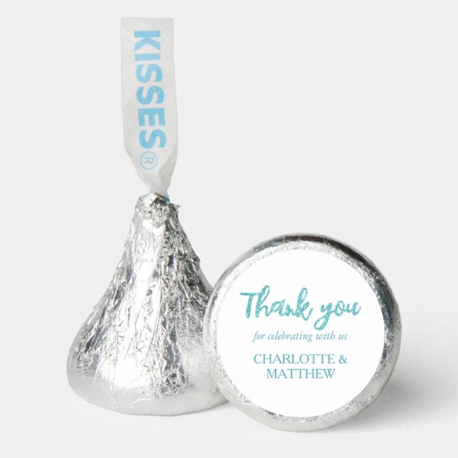 Turquoise Wedding Favors Hershey®'s Kisses® (Front)