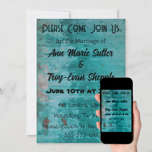 Turquoise Wedding Invitation Zazzle