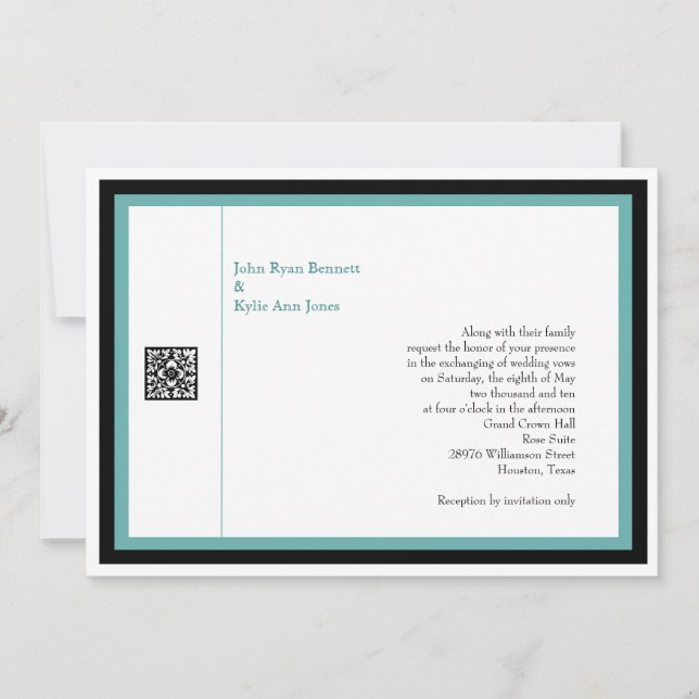 Turquoise Wedding Invitation (Front)