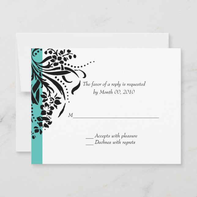 Turquoise Wedding Invitation RSVP Cards (Front)