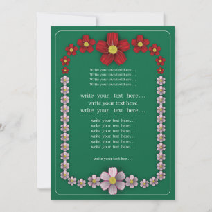 turquoise wedding invitation with flowers
