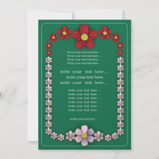 turquoise wedding invitation with flowers