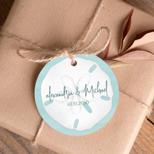 Turquoise Wedding Minimalist Beach Sand Dollar Favor Tags