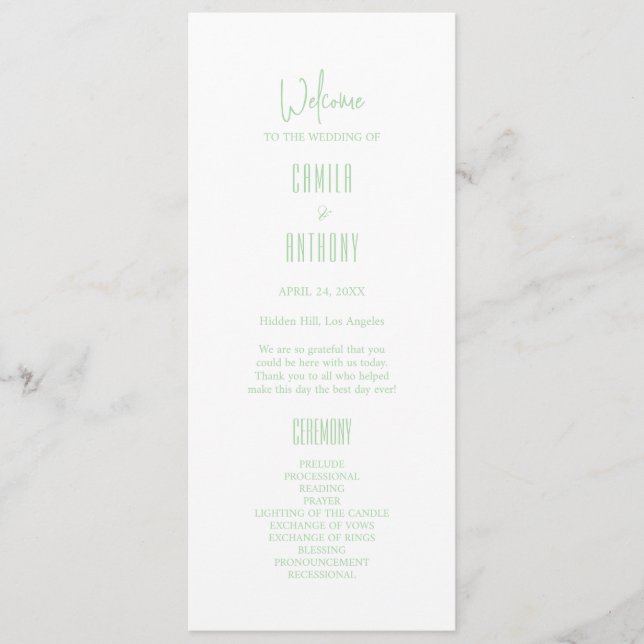 Turquoise Wedding Program (Front)