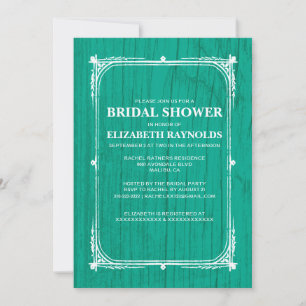 Turquoise Western Barn Wood Bridal Shower Invites
