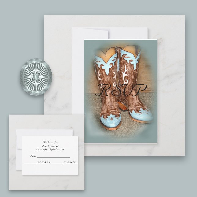 Turquoise Western Boots  Wedding RSVP (Creator Uploaded)