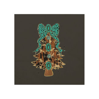 Turquoise western Christmas shirt Wood Wall Art